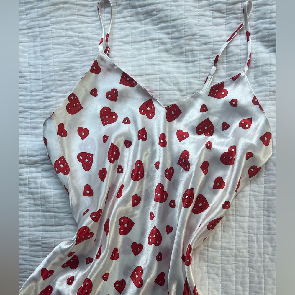 Vintage Heart Print Slip Dress, Size S
